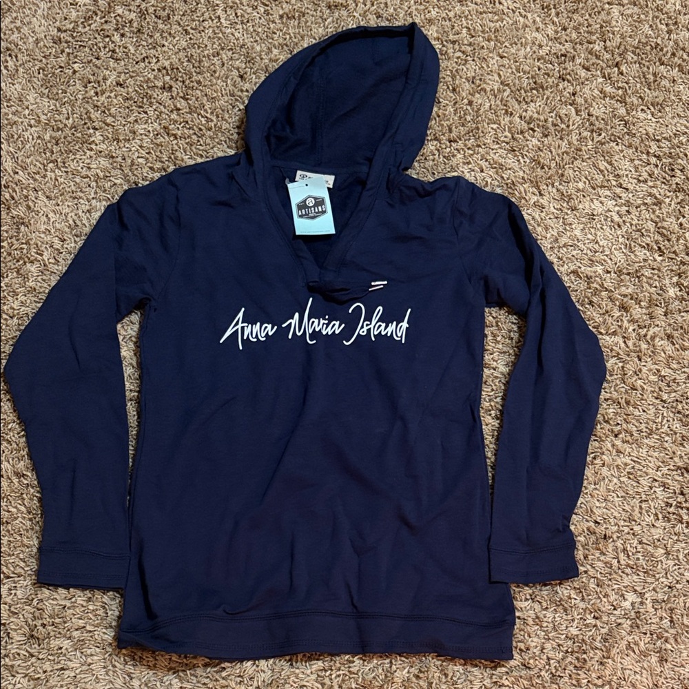 Artisan Dark Blue Hoodie with White Lettering